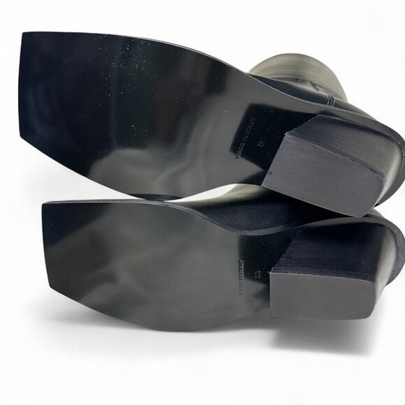 Gia Borghini Ginevra Blondine Texan Leather Knee High Black Boot EU 38 NIB - Picture 13 of 16